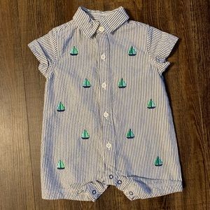 Baby Seersucker Sailboat Romper.